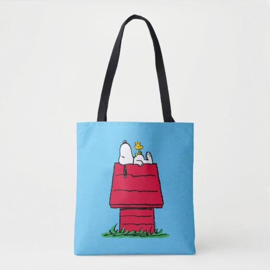 Peanuts | Snoopy & Woodstock Hondenhok Tote Bag (Voorkant)