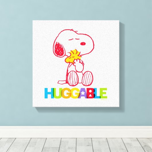 Peanuts | Snoopy & Woodstock Huggable Canvas Afdruk (Insitu (Houten vloer))