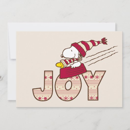 Peanuts | Snoopy & Woodstock Joy Sled Ride Feestdagenkaart (Voorkant)