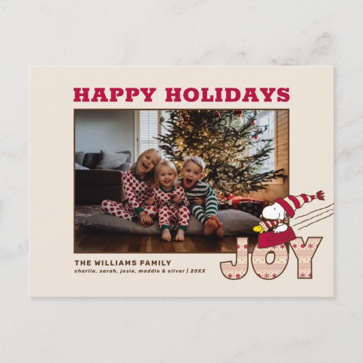 Peanuts | Snoopy & Woodstock Joy Sled Ride Feestdagenkaart (Voorkant)