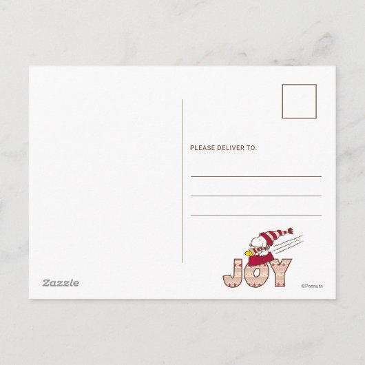 Peanuts | Snoopy & Woodstock Joy Sled Ride Feestdagenkaart (Achterkant)