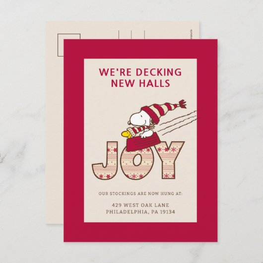 Peanuts | Snoopy & Woodstock Joy Sled Ride Feestdagenkaart (Voorkant / Achterkant)