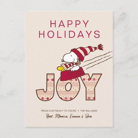 Peanuts | Snoopy & Woodstock Joy Sled Ride Feestdagenkaart (Voorkant)