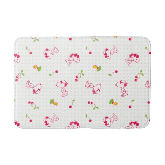 Peanuts | Snoopy & Woodstock Kersenpatroon Badmat (Voorkant)