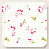 Peanuts | Snoopy & Woodstock Kersenpatroon Bier Onderzetter (Voorkant)