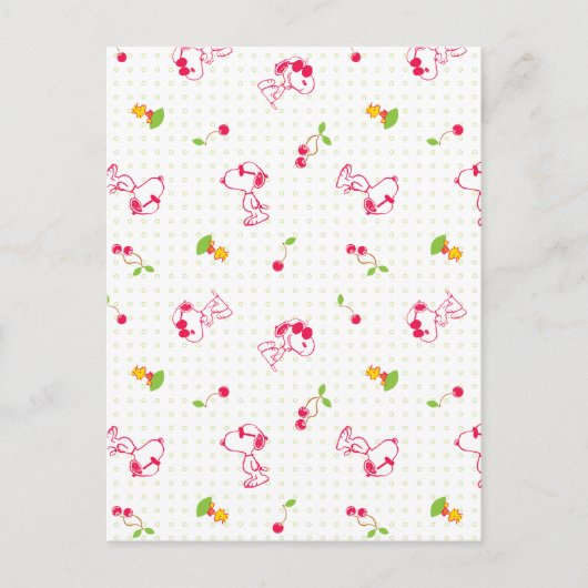 Peanuts | Snoopy & Woodstock Kersenpatroon Briefkaart (Voorkant)