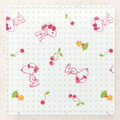 Peanuts | Snoopy & Woodstock Kersenpatroon Glazen Onderzetter (Voorkant)