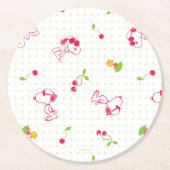 Peanuts | Snoopy & Woodstock Kersenpatroon Ronde Kartonnen Onderzetter (Voorkant)
