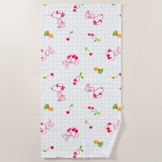 Peanuts | Snoopy & Woodstock Kersenpatroon Strandlaken (Voorkant)