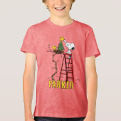 Peanuts | Snoopy & Woodstock Kerstboom Tri-Blend Shirt (Voorkant)