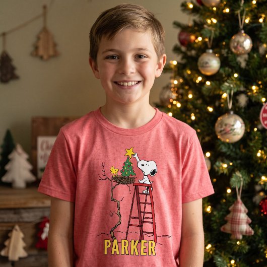 Peanuts | Snoopy & Woodstock Kerstboom Tri-Blend Shirt