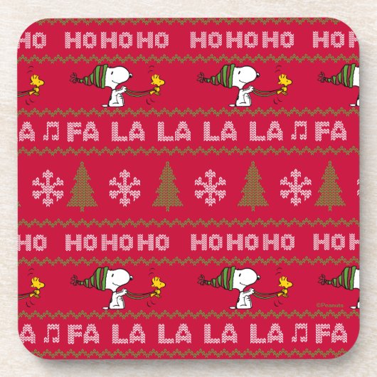Peanuts | Snoopy & Woodstock Kersttrui Bier Onderzetter (Voorkant)
