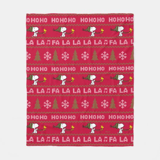 Peanuts | Snoopy & Woodstock Kersttrui Fleece Deken (Voorkant)