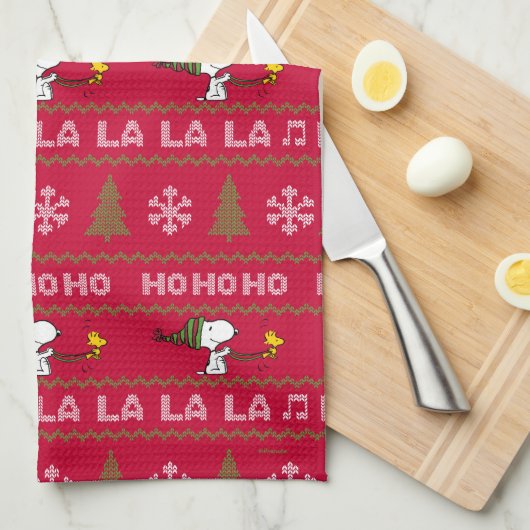 Peanuts | Snoopy & Woodstock Kersttrui Theedoek (Quarter Fold)