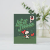 Peanuts | Snoopy & Woodstock Laat het sneeuwen Feestdagenkaart (Staand voorkant)