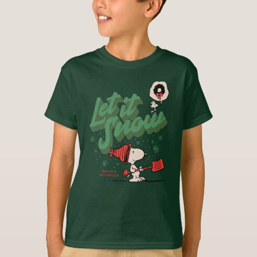 Peanuts | Snoopy & Woodstock Laat het sneeuwen T-shirt (Voorkant)