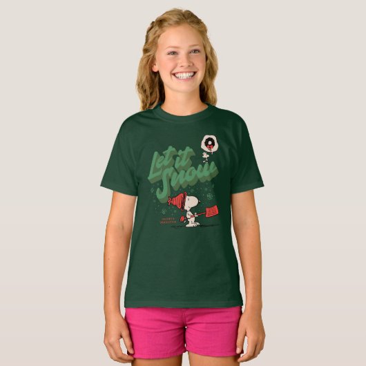 Peanuts | Snoopy & Woodstock Laat het sneeuwen T-shirt (Voorkant volledig)