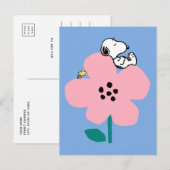 Peanuts | Snoopy & Woodstock Nap op roze bloem Briefkaart (Voorkant / Achterkant)