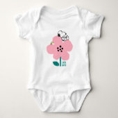Peanuts | Snoopy & Woodstock Nap op roze bloem Romper (Voorkant)