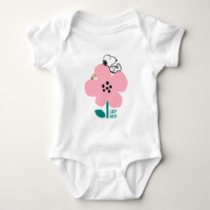 Peanuts   Snoopy & Woodstock Nap op roze bloem Romper