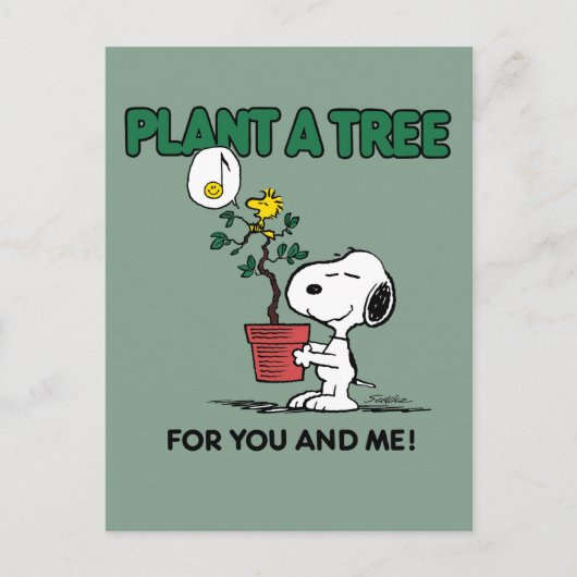 Peanuts | Snoopy & Woodstock Plant A Tree Briefkaart (Voorkant)