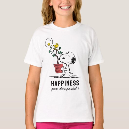 Peanuts | Snoopy & Woodstock Plant A Tree T-shirt (Voorkant)
