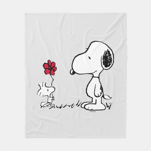 Peanuts | Snoopy & Woodstock Red & Black Fleece Deken (Voorkant)