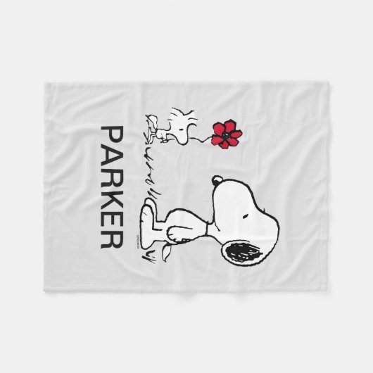 Peanuts | Snoopy & Woodstock Red & Black Fleece Deken (Voorkant (Horizontaal))