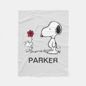 Peanuts | Snoopy & Woodstock Red & Black Fleece Deken (Voorkant)