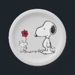 Peanuts | Snoopy & Woodstock Red & Black Papieren Bordje<br><div class="desc">Set the perfect scene for your next celebration with these absolutely adorable Peanuts paper plates! Featuring the heartwarming classic illustration of Snoopy receiving a sweet,  bright red flower from his best pal,  Woodstock,  these plates are guaranteed to bring smiles to all your guests.</div>