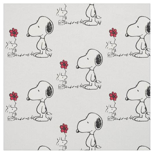 Peanuts | Snoopy & Woodstock Red & Black Stof (Swatch)