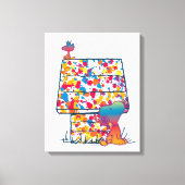 Peanuts | Snoopy & Woodstock Regenboogverf Canvas Afdruk (Voorkant)
