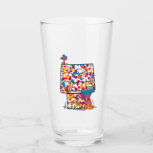 Peanuts | Snoopy & Woodstock Regenboogverf Glas (Voorkant)