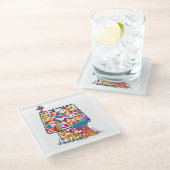 Peanuts | Snoopy & Woodstock Regenboogverf Glazen Onderzetter (Schuin)