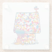 Peanuts | Snoopy & Woodstock Regenboogverf Glazen Onderzetter (Achterkant)