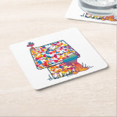 Peanuts | Snoopy & Woodstock Regenboogverf Kartonnen Onderzetters (Schuin)