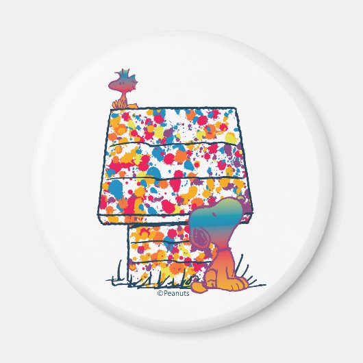 Peanuts | Snoopy & Woodstock Regenboogverf Magneet (Voorkant)