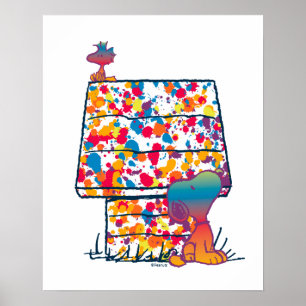 Peanuts Snoopy & Woodstock Regenboogverf Poster