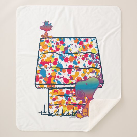 Peanuts | Snoopy & Woodstock Regenboogverf Sherpa Deken (Voorkant)