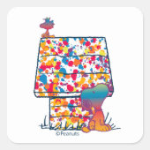 Peanuts | Snoopy & Woodstock Regenboogverf Vierkante Sticker (Voorkant)