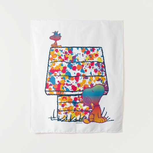 Peanuts | Snoopy & Woodstock Regenboogverf Wandkleed (Voorkant)