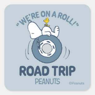 Peanuts   Snoopy & Woodstock Road Trip Vierkante Sticker