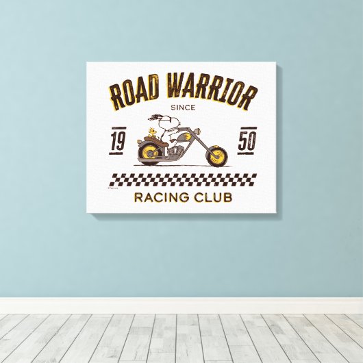Peanuts | Snoopy & Woodstock Road Warriors Canvas Afdruk (Insitu (Houten vloer))