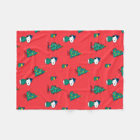 Peanuts | Snoopy & Woodstock Rode Kerstmis Fleece Deken (Voorkant (Horizontaal))