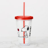 Peanuts | Snoopy & Woodstock Rood & Zwart Acryl Drinkbeker (Voorkant)