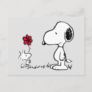 Peanuts   Snoopy & Woodstock Rood & Zwart Briefkaart