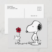 Peanuts | Snoopy & Woodstock Rood & Zwart Briefkaart (Voorkant / Achterkant)