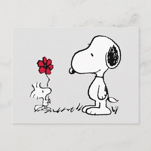 Peanuts | Snoopy & Woodstock Rood & Zwart Briefkaart (Voorkant)