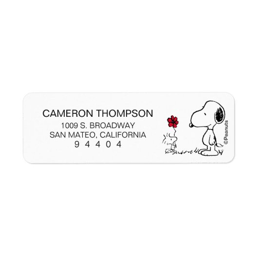 Peanuts | Snoopy & Woodstock Rood & Zwart Etiket (Voorkant)