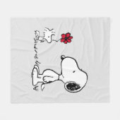 Peanuts | Snoopy & Woodstock Rood & Zwart Fleece Deken (Voorkant (Horizontaal))
